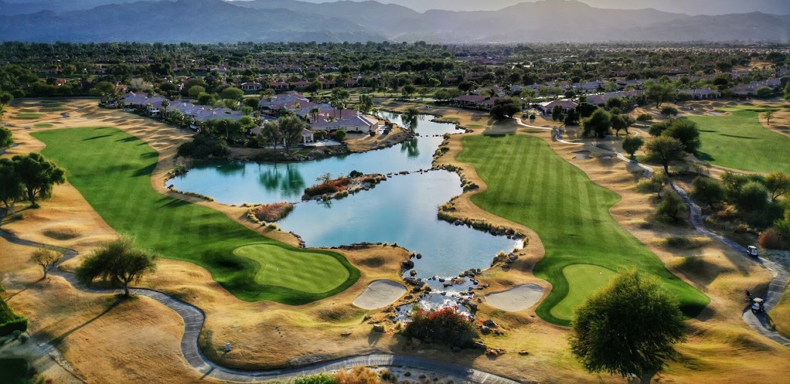 Aerial view of the golf course at Mission Hills Country Club in Rancho Mirage, California