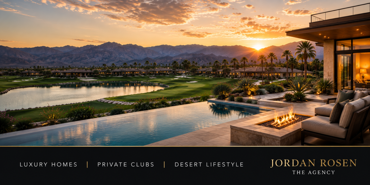 Luxury homes and private golf communities in the Coachella Valley with mountain and golf course views